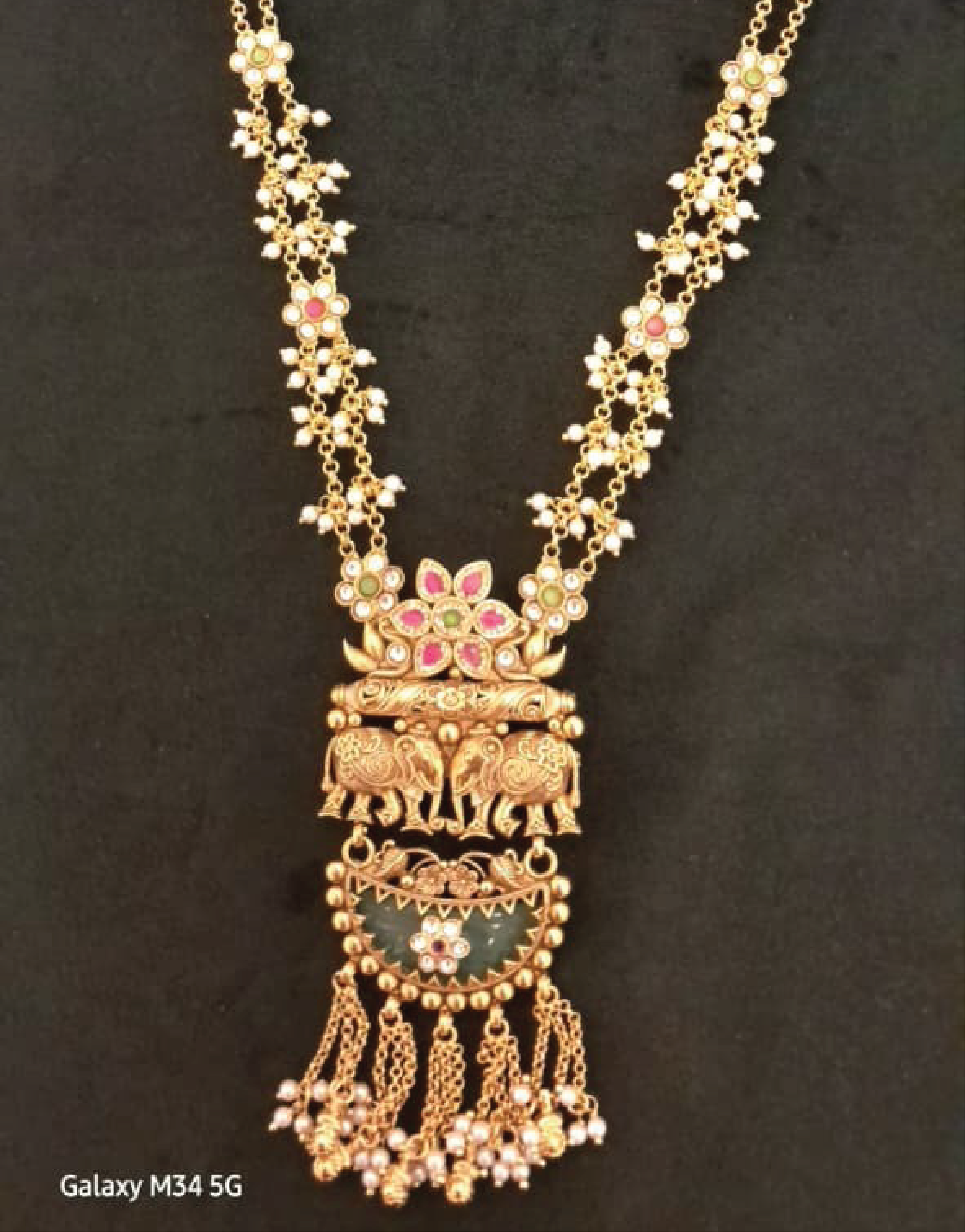 Heritage Long Necklace Set Elephant Motif