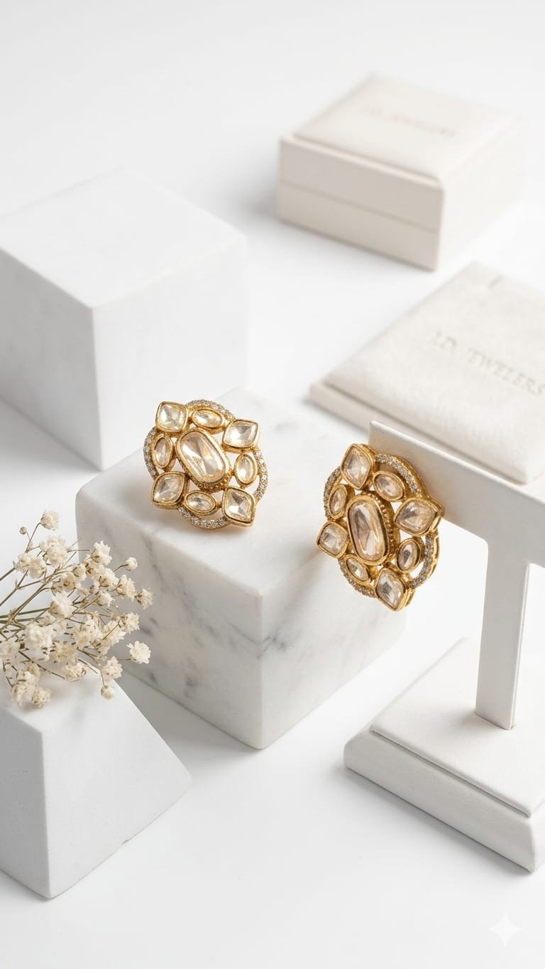Mossionite Stone Floral Earrings