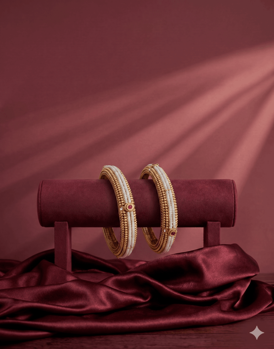 Heritage Gold Plated With Purls Bangles